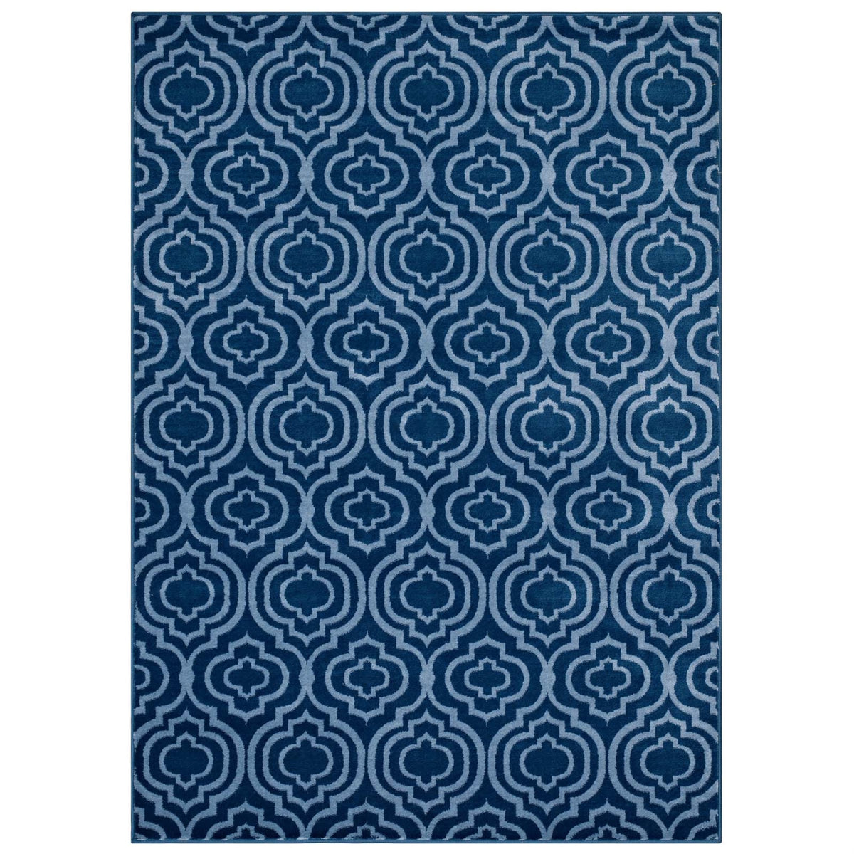 Sophisticated Frame Transitional Moroccan Trellis Area Rug  Durable, Stain Resistant, Easy To Maintain  5X8  Moroccan Blue