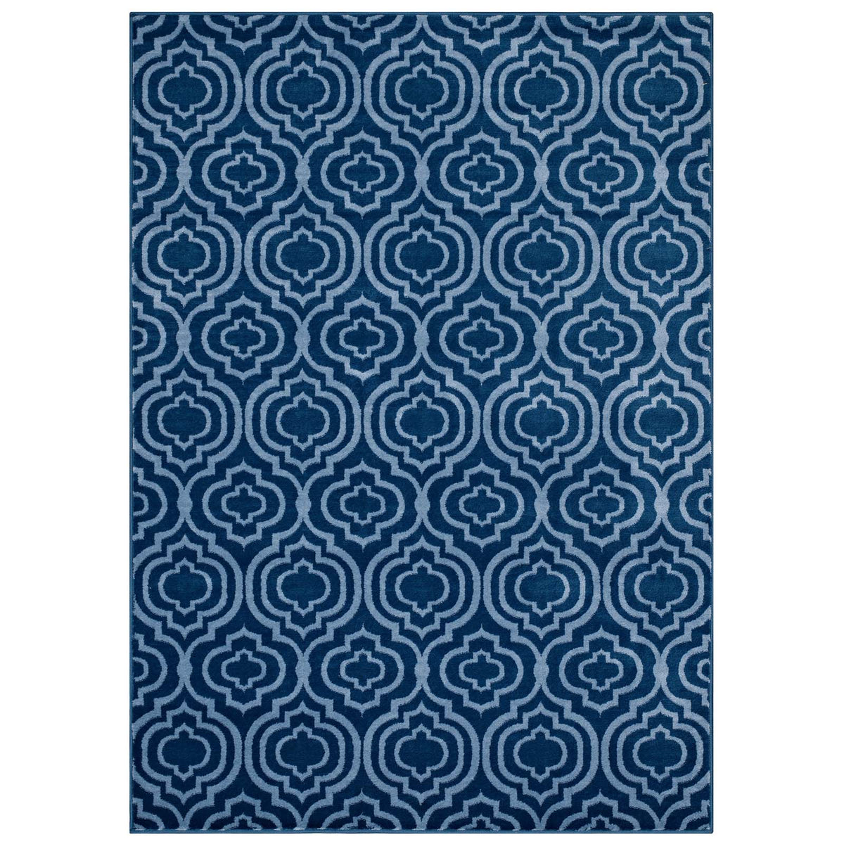 Frame Transitional Moroccan Trellis 5X8 Area Rug  Moroccan Blue And Light Blue