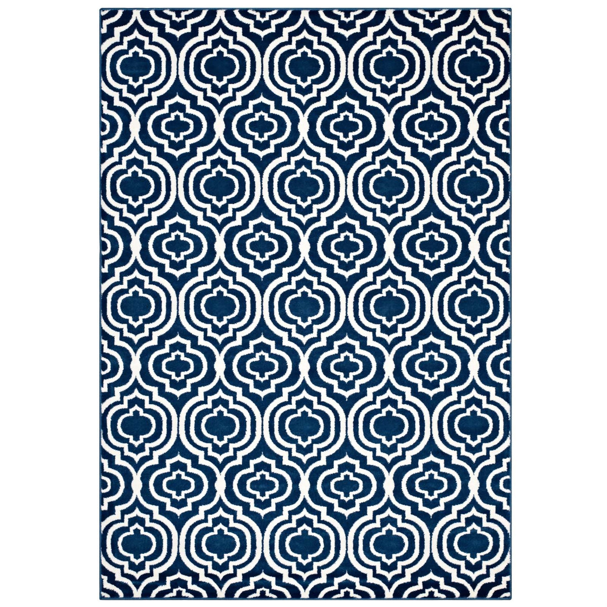 Frame Transitional Moroccan Trellis Area Rug  Durable, Elegant, And Familyfriendly  5X8 Size  Moroccan Blue And Ivory