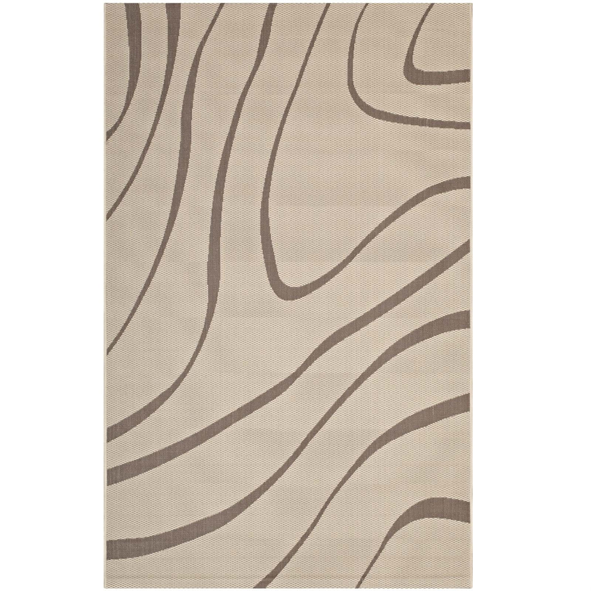 Surge Swirl Abstract Indoor/Outdoor Area Rug  Durable, Fade & Stain Resistant, Low Pile Weave  5X8 Size  Light & Dark Beige