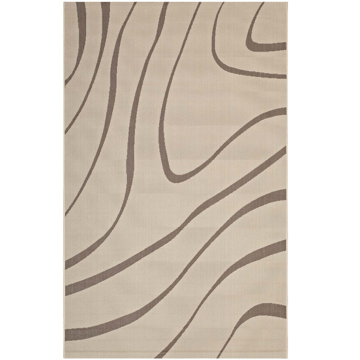 Surge Swirl Abstract 8X10 Indoor And Outdoor Area Rug  Light And Dark Beige