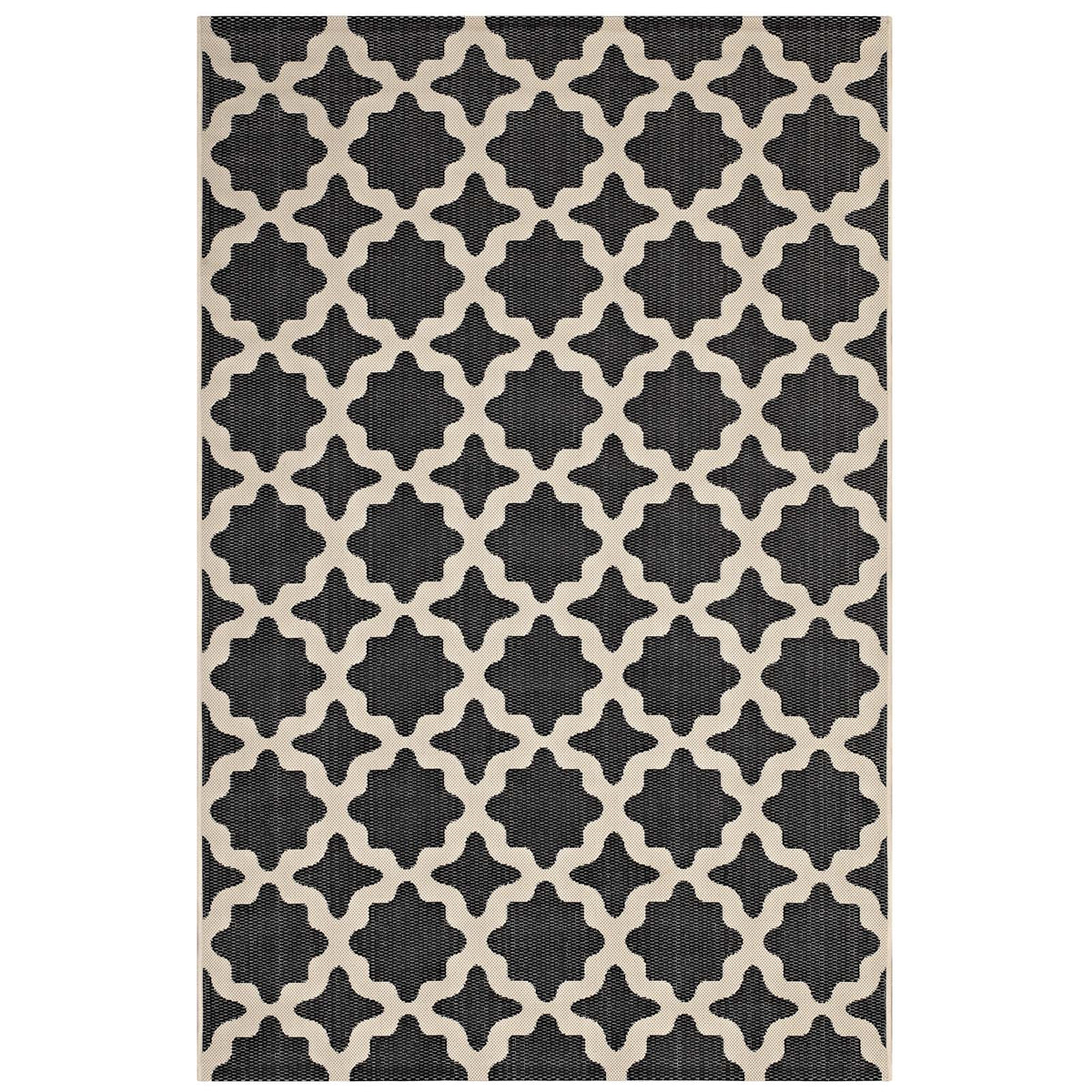 Cerelia Moroccan Trellis 8X10 Indoor And Outdoor Area Rug  Black And Beige