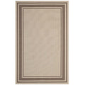 Rim Solid Border 8X10 Indoor And Outdoor Area Rug  Light And Dark Beige
