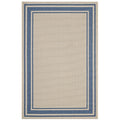 Rim Solid Border Borderline Indoor/Outdoor Area Rug  Durable, Soft, Familyfriendly, Fade & Stain Resistant  5X8 Blue/Beige