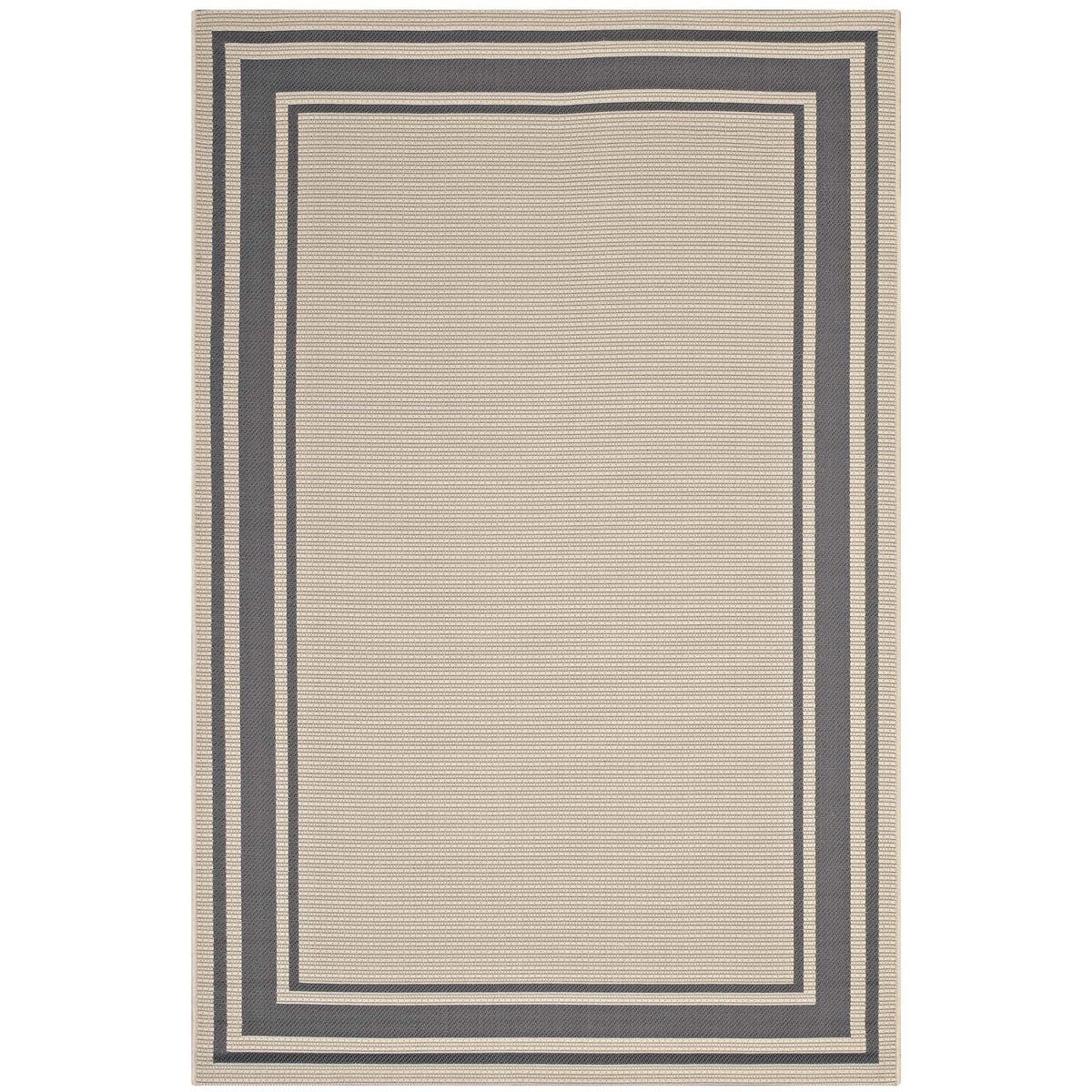 Rim Solid Border 5X8 Indoor And Outdoor Area Rug  Gray And Beige