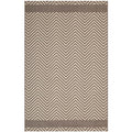 Optica Chevron With End Borders 5X8 Indoor And Outdoor Area Rug  Light And Dark Beige