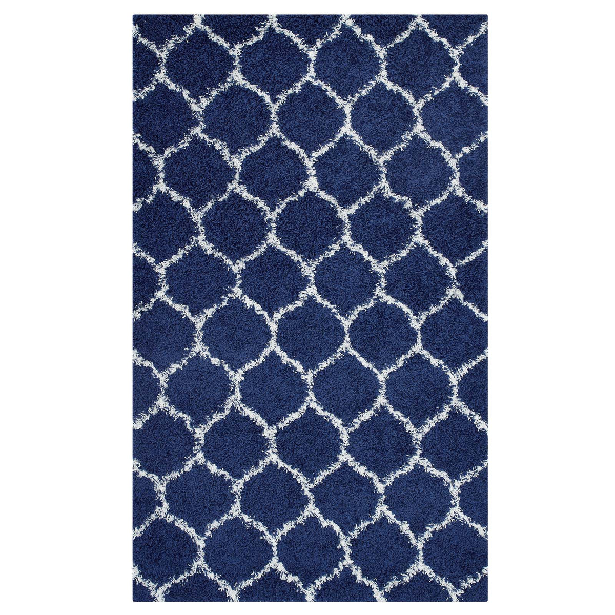 Solvea Moroccan Trellis 5X8 Shag Area Rug  Navy And Ivory