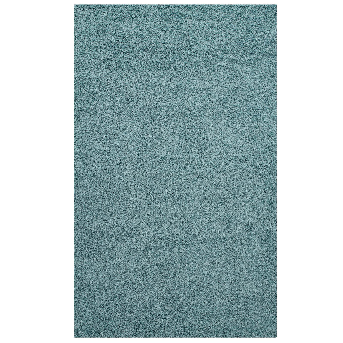 Enyssa Solid 5X8 Shag Area Rug  Aqua Blue And Ivory