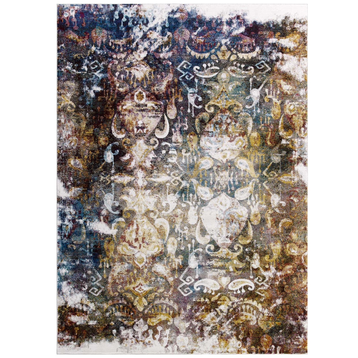 Jayla Transitional Distressed Vintage Floral Moroccan Trellis Area Rug  Durable & Soft Polypropylene, Rubber Bottom, Stainresi