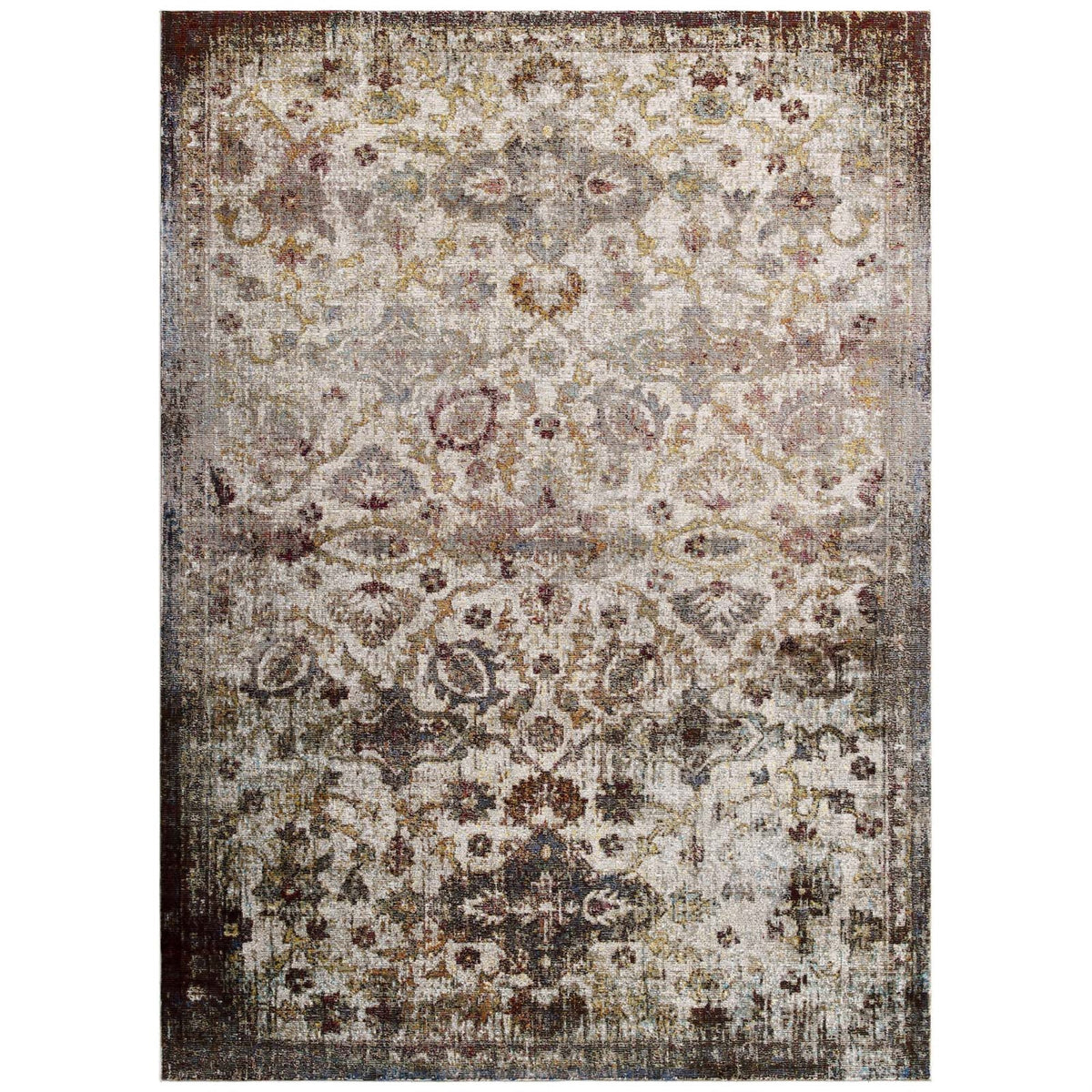 Kaede Distressed Vintage Floral Persian Medallion Area Rug  8X10  Stainresistant & Easy To Maintain  Suitable For Traditiona