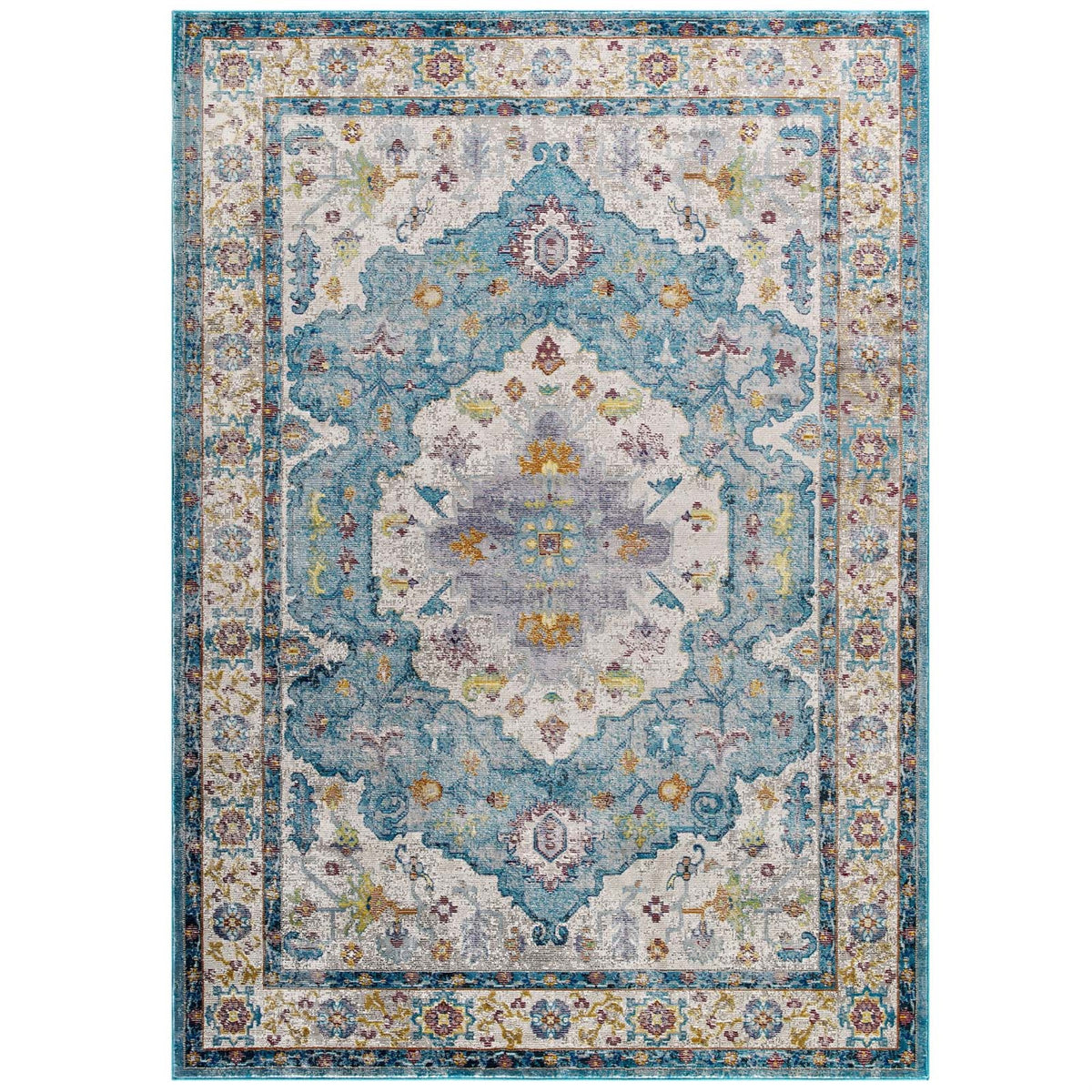 Anisah Distressed Vintage Persian Medallion Area Rug  8X10  Stainresistant, Easy To Maintain  Suitable For Traditional And C
