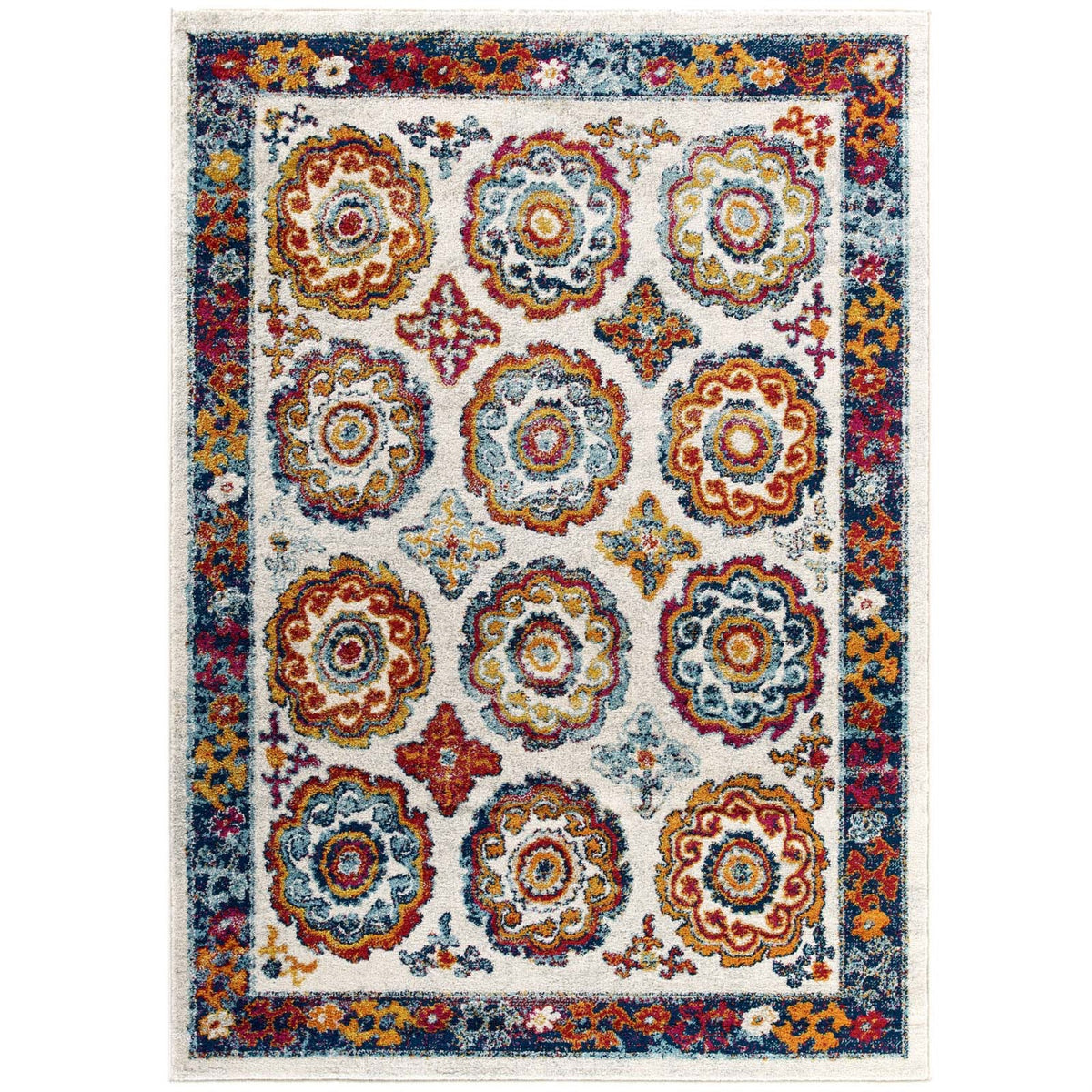 Entourage Odile Distressed Vintage Floral Moroccan Trellis Area Rug  Durable Machinewoven Frise Polypropylene  Rubber Bottom