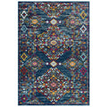 Entourage Khalida Distressed Vintage Floral Lattice 5X8 Area Rug  Blue, Orange, Yellow, Red
