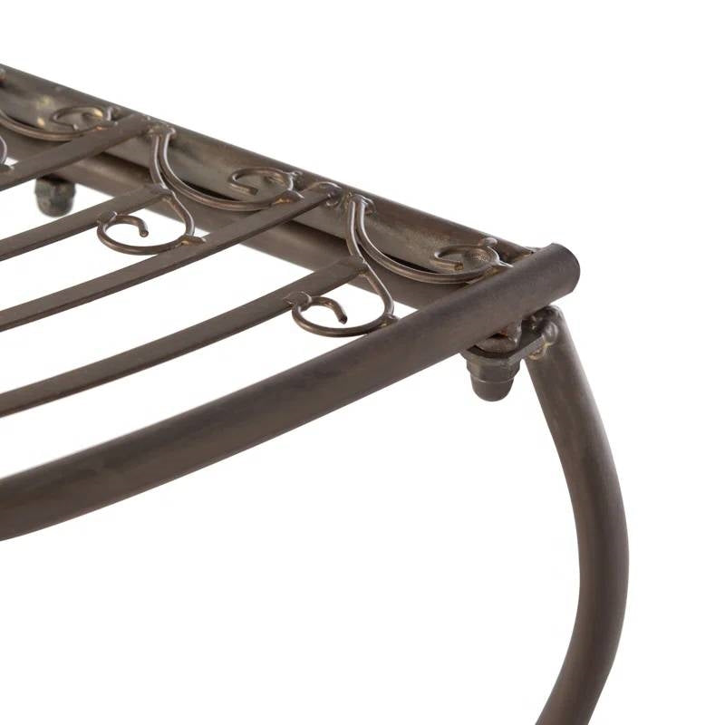 Outdoor Patio Garden Rustic Bronze Brown Wrought Iron Half-Circle Tree Bench