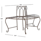 Outdoor Patio Garden Rustic Bronze Brown Wrought Iron Half-Circle Tree Bench