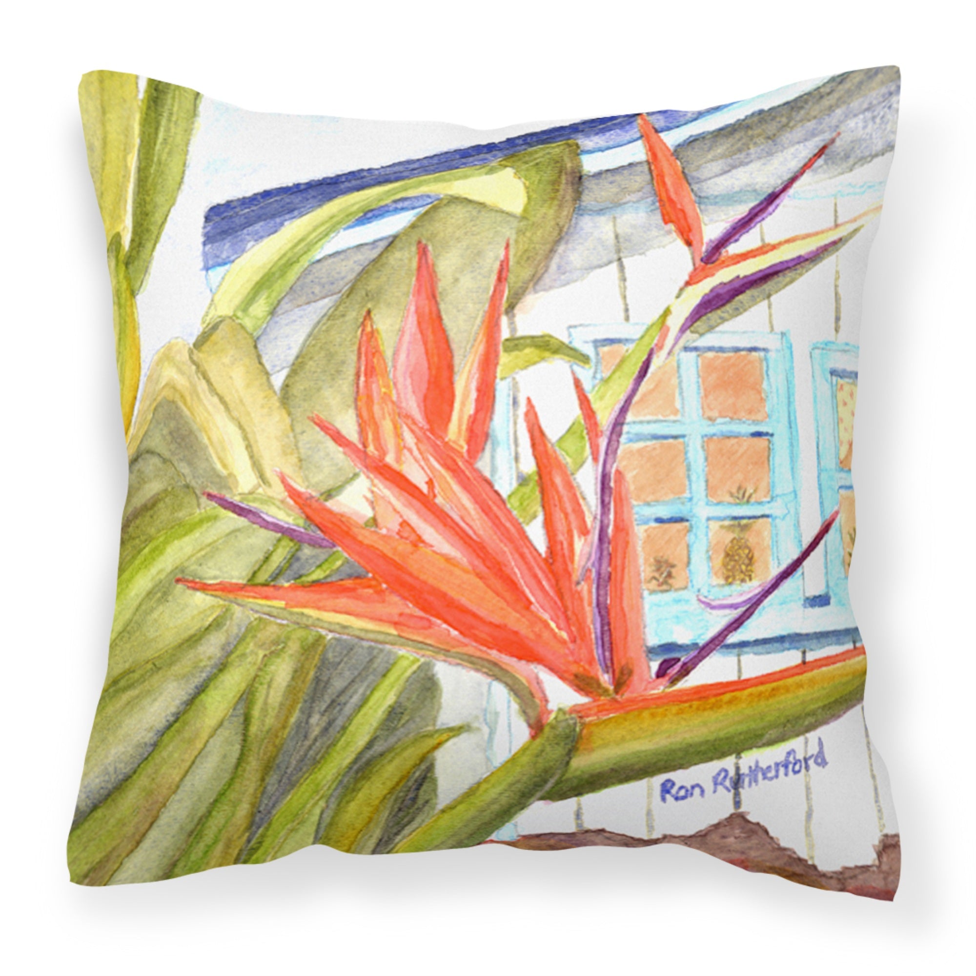 'Caroline'S Treasures Rdr2005Pw1414 Flower Bird Of Paradise Canvas Fabric Decorative Pillow, Large, Multicolor'