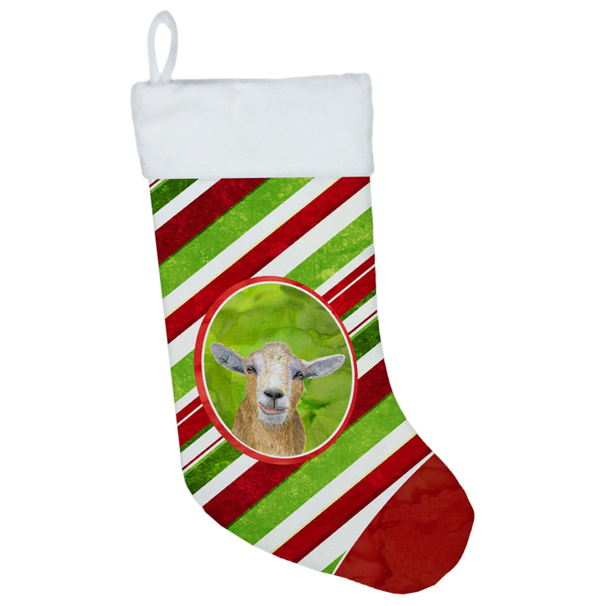 CarolineS Treasures Goat Candy Cane Holiday Christmas Stocking, 11 X 18 Inch  Inch , Mulitcolor