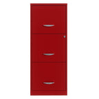 Red Metal 3-Drawer Vertical Key Locking Filing Cabinet