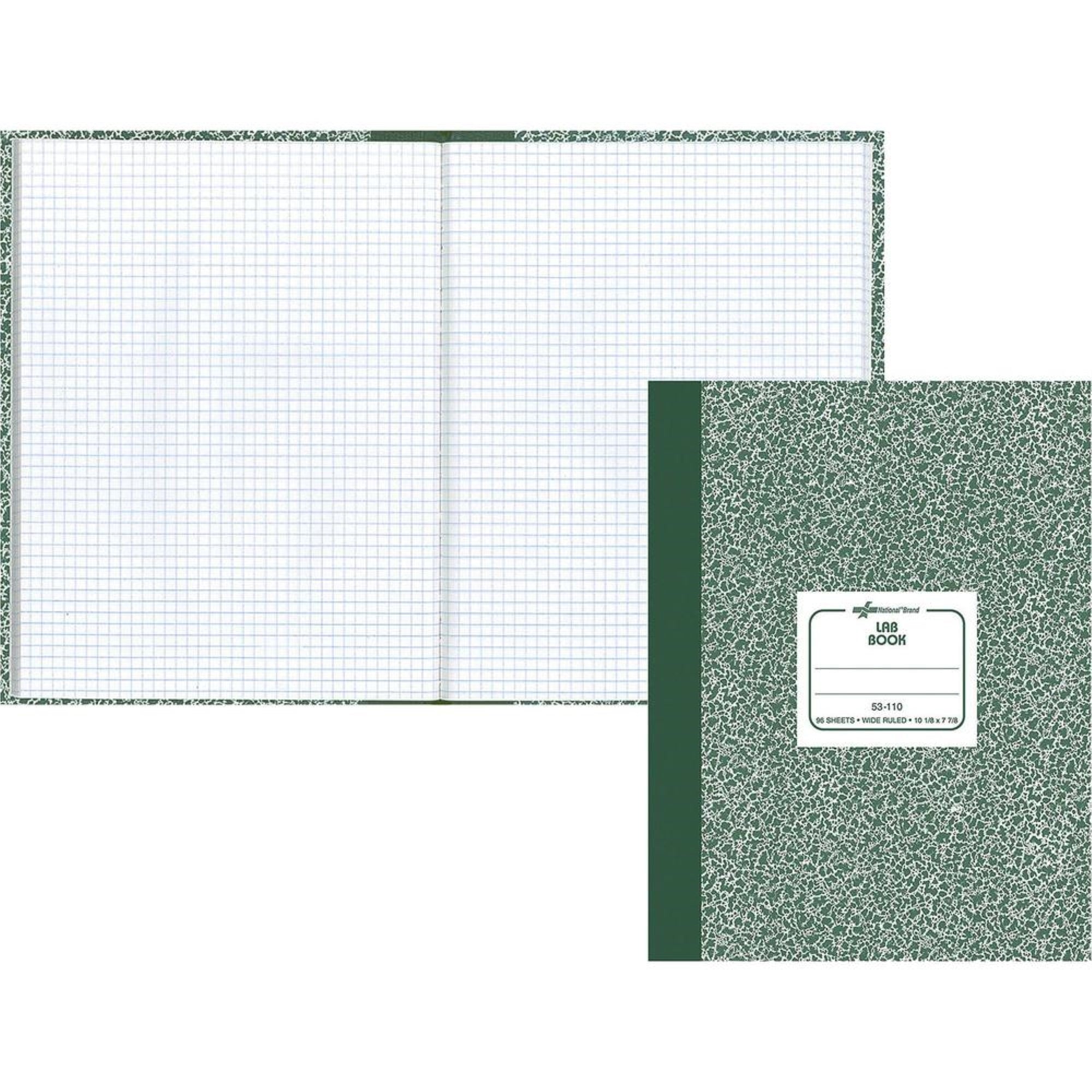 Rediform Lab Composition Notebook - 96 Sheets - Sewn - 7 7/8 X 10 1/8 - White Paper - Green Marble Cover - Recycled - 1 Each