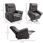 Brown Electric PU Leather Power Lift Chair with Remote Control & Side Pockets