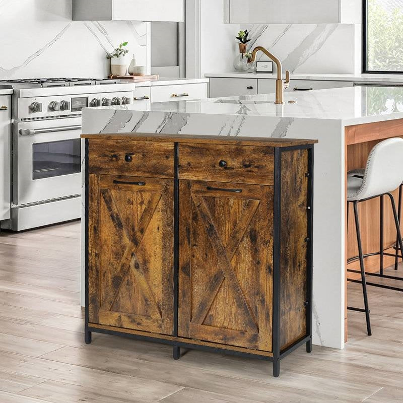 Rustic Multipurpose 2 Drawer / 2 Tilt Out 10gL Kitchen Laundry Trash/Recycle Storage