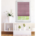Cordless Buffalo Check Roman Window Shade 35X64  Burgundy