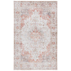 6 ft. x 9 ft. Traditional Persian Style Washable Boho Light Grey Red Area Rug