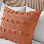King / California King 3-Piece Rust Orange Pompom Microfiber Comforter Set