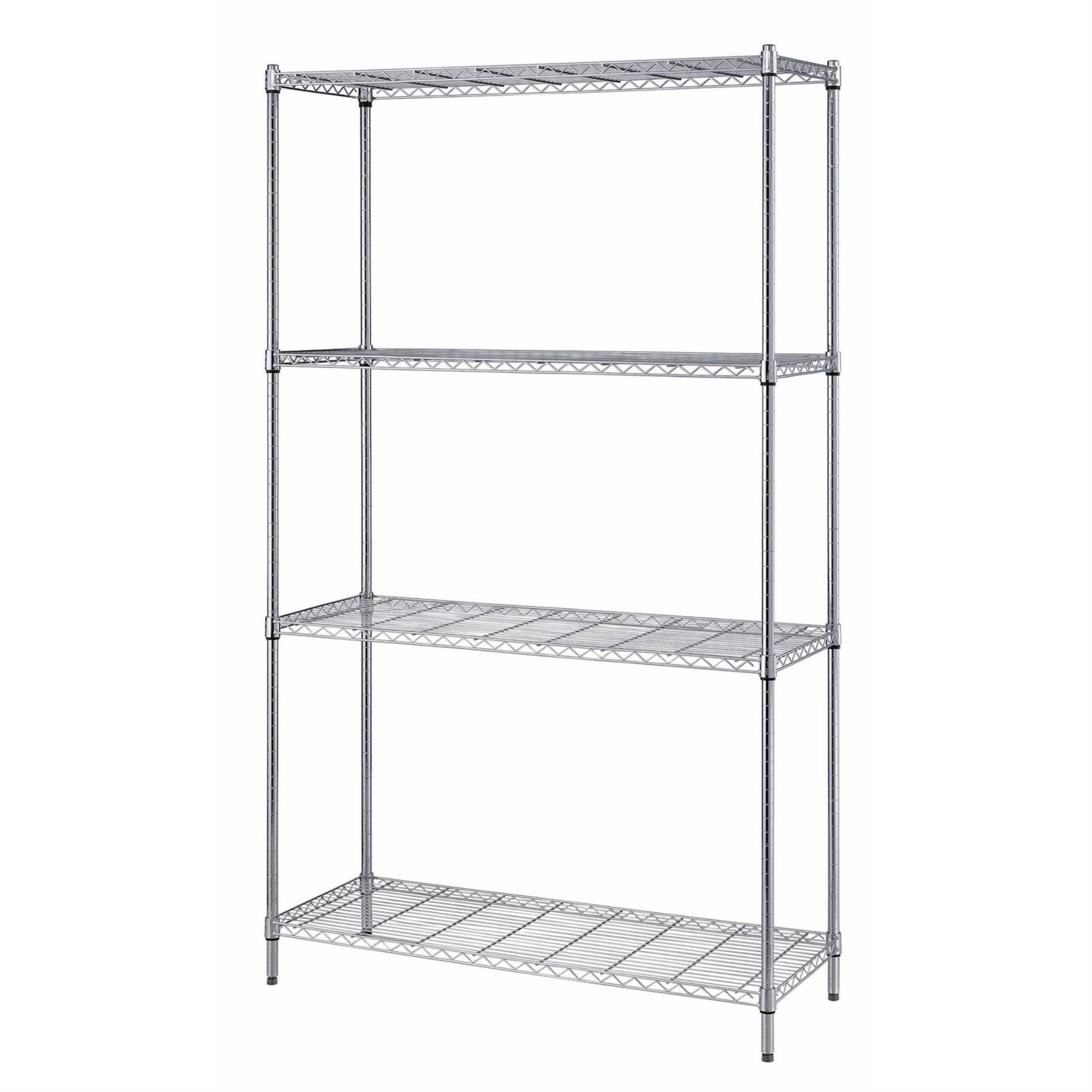 Convenient Shelving Unit Pack, 4-tier, 42W x 24D x 72H, 300 lb. load capacity per shelf, includes: (4) wire shelves, (4) posts, 