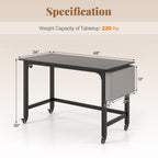 Rolling Computer Desk with Lockable Wheels 48" x 24"