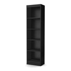 5-Shelf Narrow Bookcase Black Finish