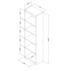 Narrow 5-Shelf Bookcase Slim Storage Shelving Unit Dark Blue Black Wood Finish