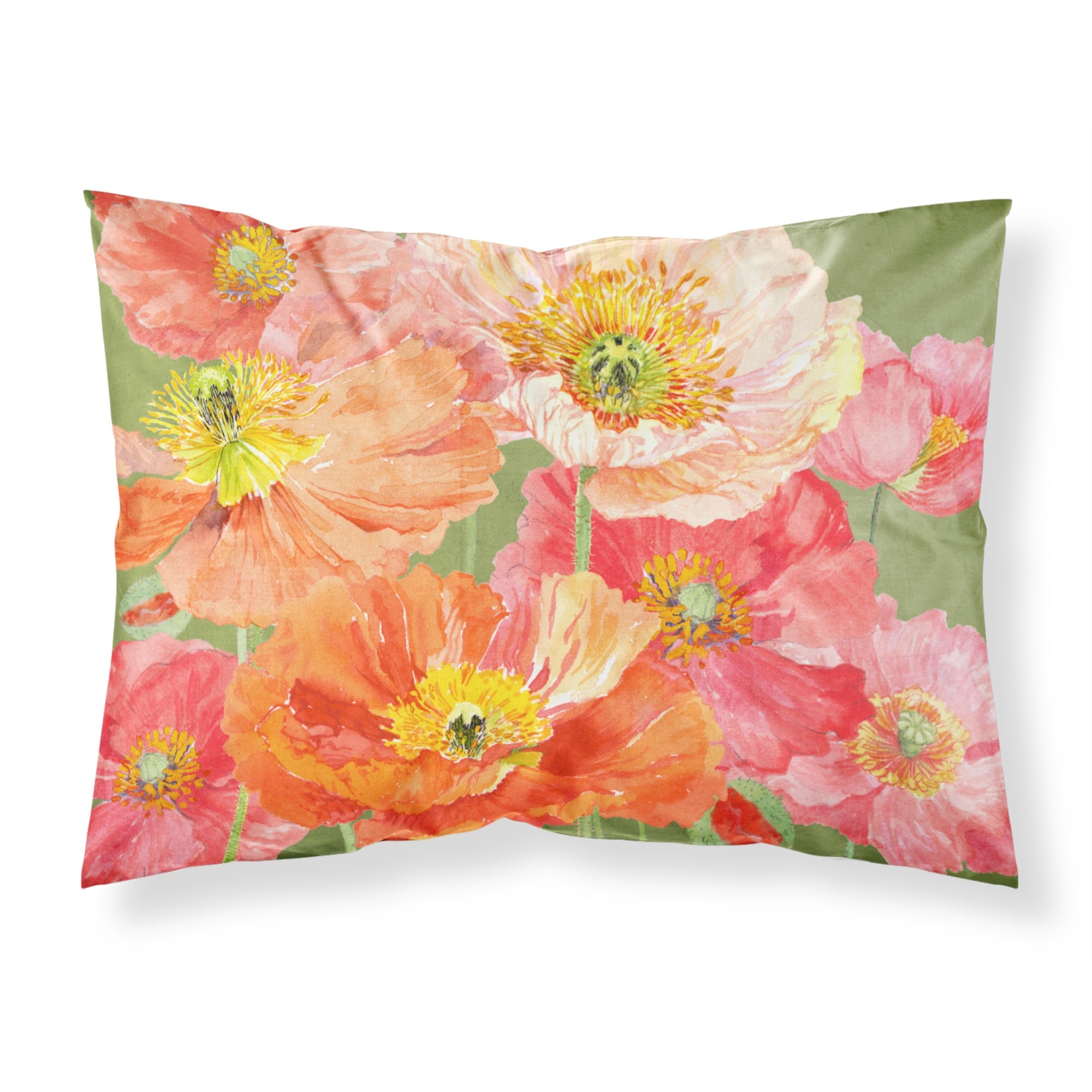 'Caroline'S Treasures Poppies By Anne Searle Fabric Standard Pillowcase Sase664Cpillowcase, Multicolor'
