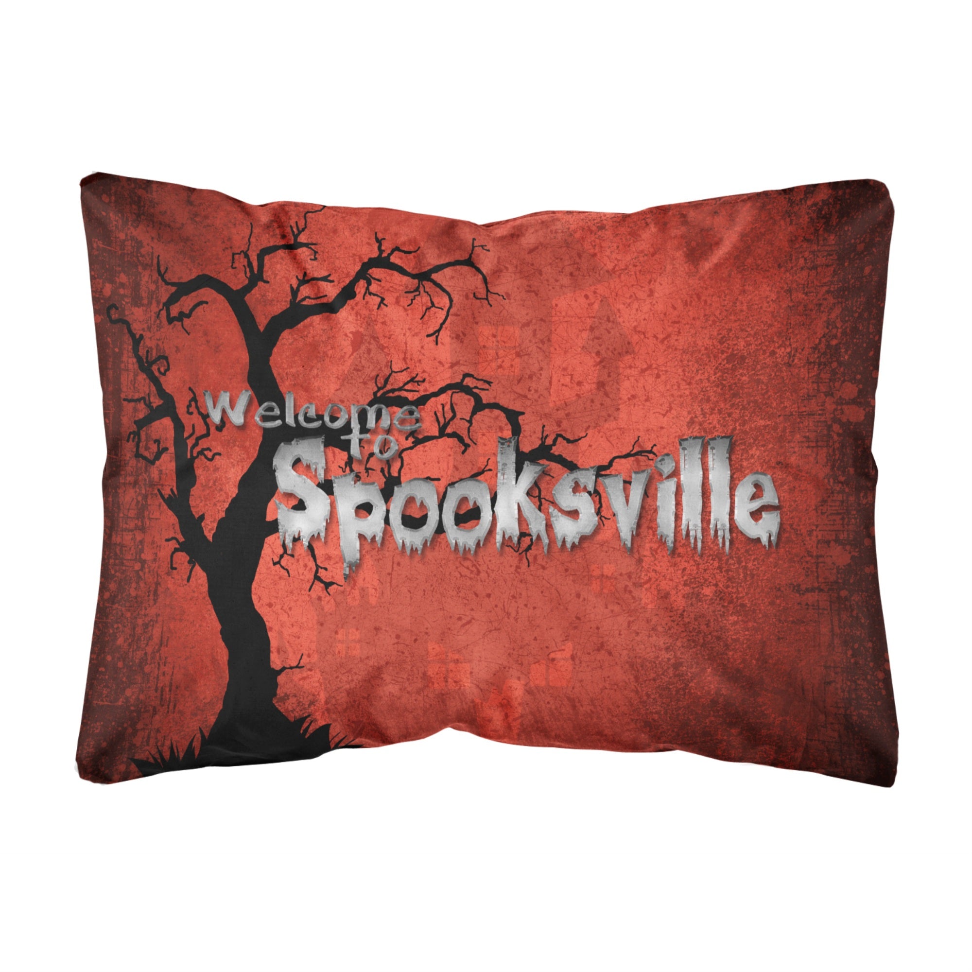 'Caroline'S Treasures Welcome To Spooks Ville Halloween Canvas Fabric Decorative Pillow, Large, Multicolor'