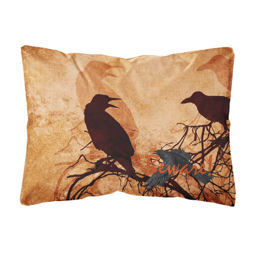 'Caroline'S Treasures Beware Of The Black Crows Halloween Canvas Fabric Decorative Pillow, Large, Multicolor'