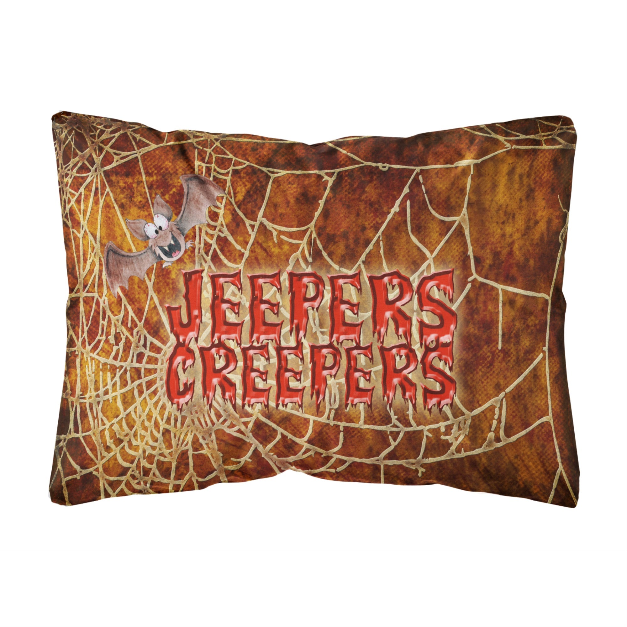'Caroline'S Treasures Jeepers Creepers With Bat & Spider Web Fabric Decorative Pillow, Large, Multicolor'