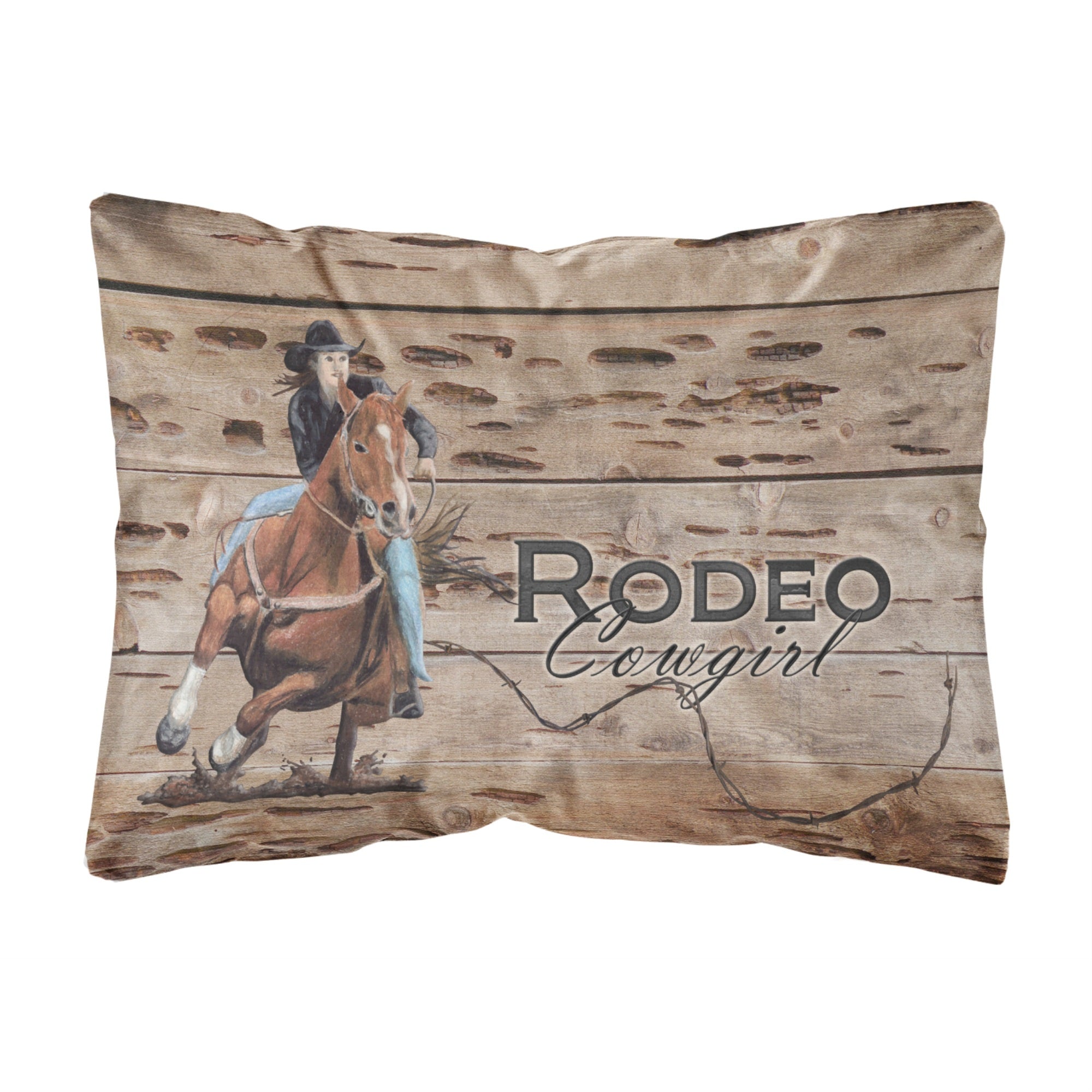 'Caroline'S Treasures Rodeo Cowgirl Barrel Racer Canvas Fabric Decorative Pillow, Large, Multicolor'