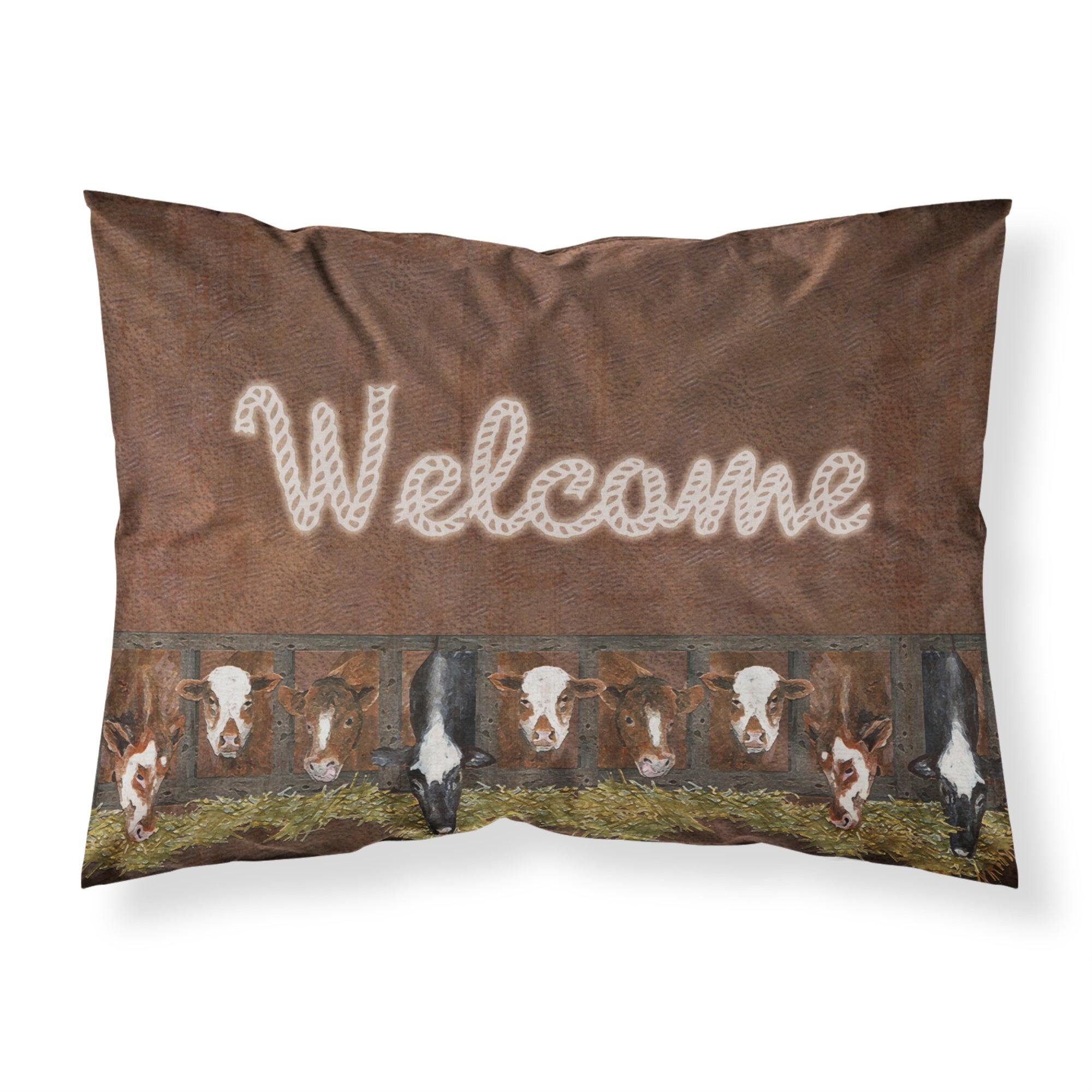 'Caroline'S Treasures Sb3058Pillowcase Welcome Mat With Cows Moisture Wicking Fabric Standard Pillowcase, Large, Multicolor'