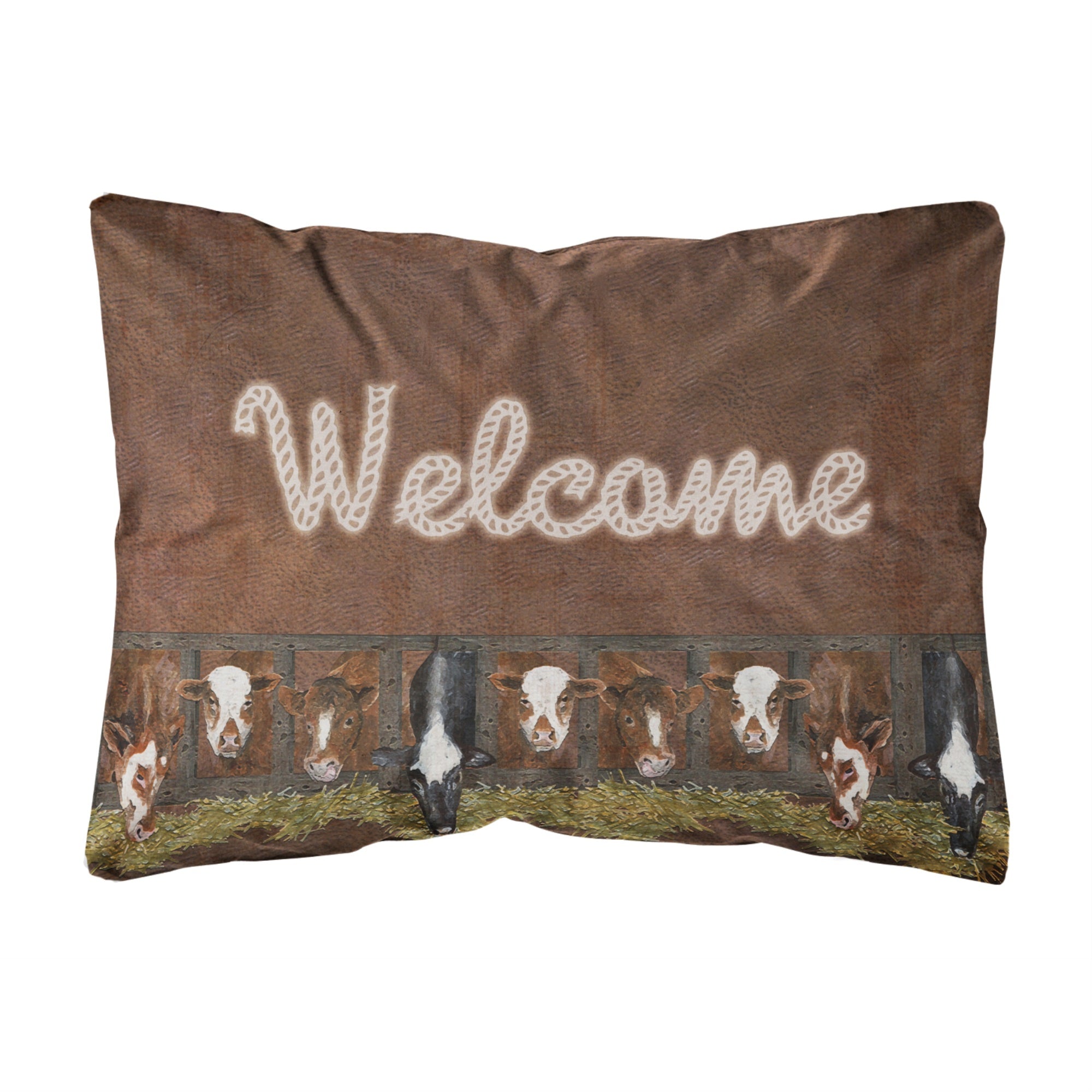 'Caroline'S Treasures Sb3058Pw1216 Welcome Mat With Cows Canvas Fabric Decorative Pillow, Large, Multicolor'