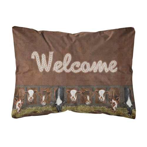'Caroline'S Treasures Sb3058Pw1216 Welcome Mat With Cows Canvas Fabric Decorative Pillow, Large, Multicolor'