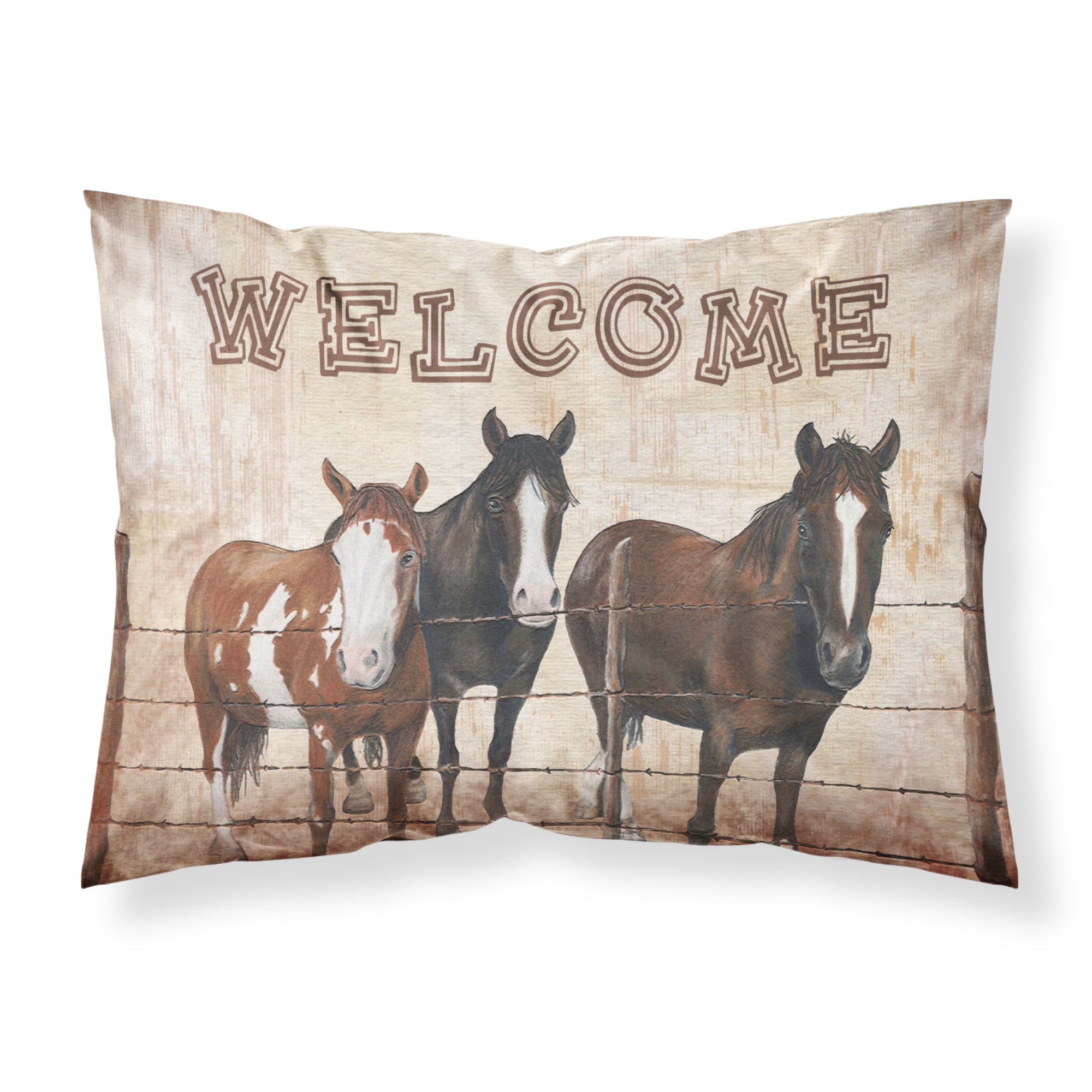 'Caroline'S Treasures Sb3059Pillowcase Welcome Mat With Horses Moisture Wicking Fabric Standard Pillowcase, Large, Multicolor'