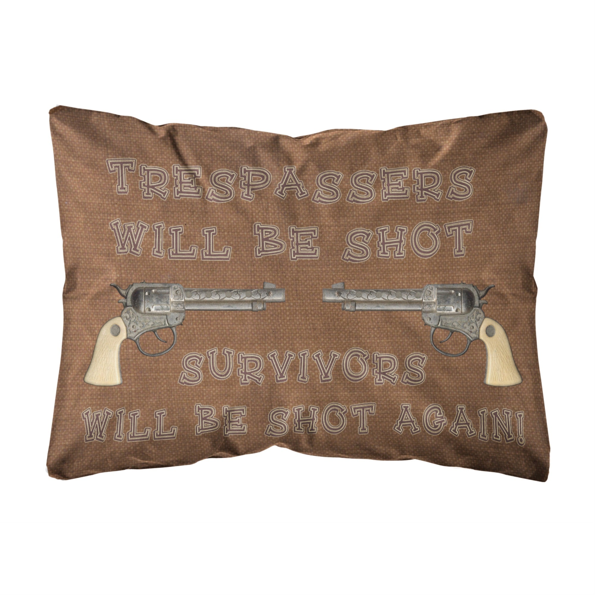 'Caroline'S Treasures Sb3063Pw1216 Trespassers Will Be Shot Canvas Fabric Decorative Pillow, Large, Multicolor'