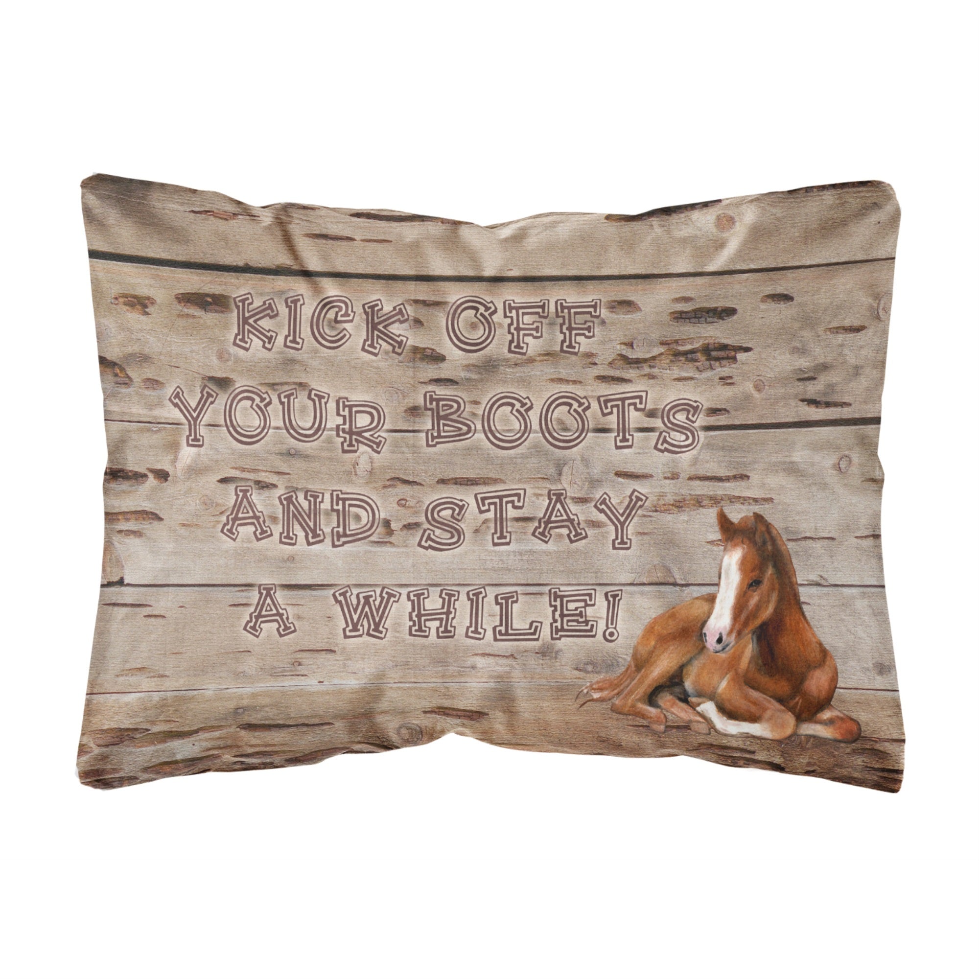 'Caroline'S Treasures Kick Off Your Boots & Stay A While Canvas Fabric Decorative Pillow, Large, Multicolor'