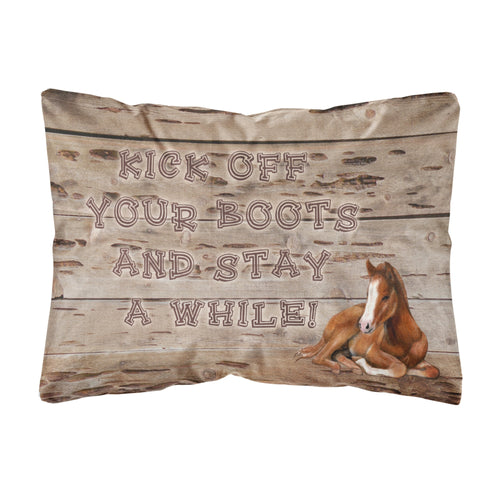 'Caroline'S Treasures Kick Off Your Boots & Stay A While Canvas Fabric Decorative Pillow, Large, Multicolor'