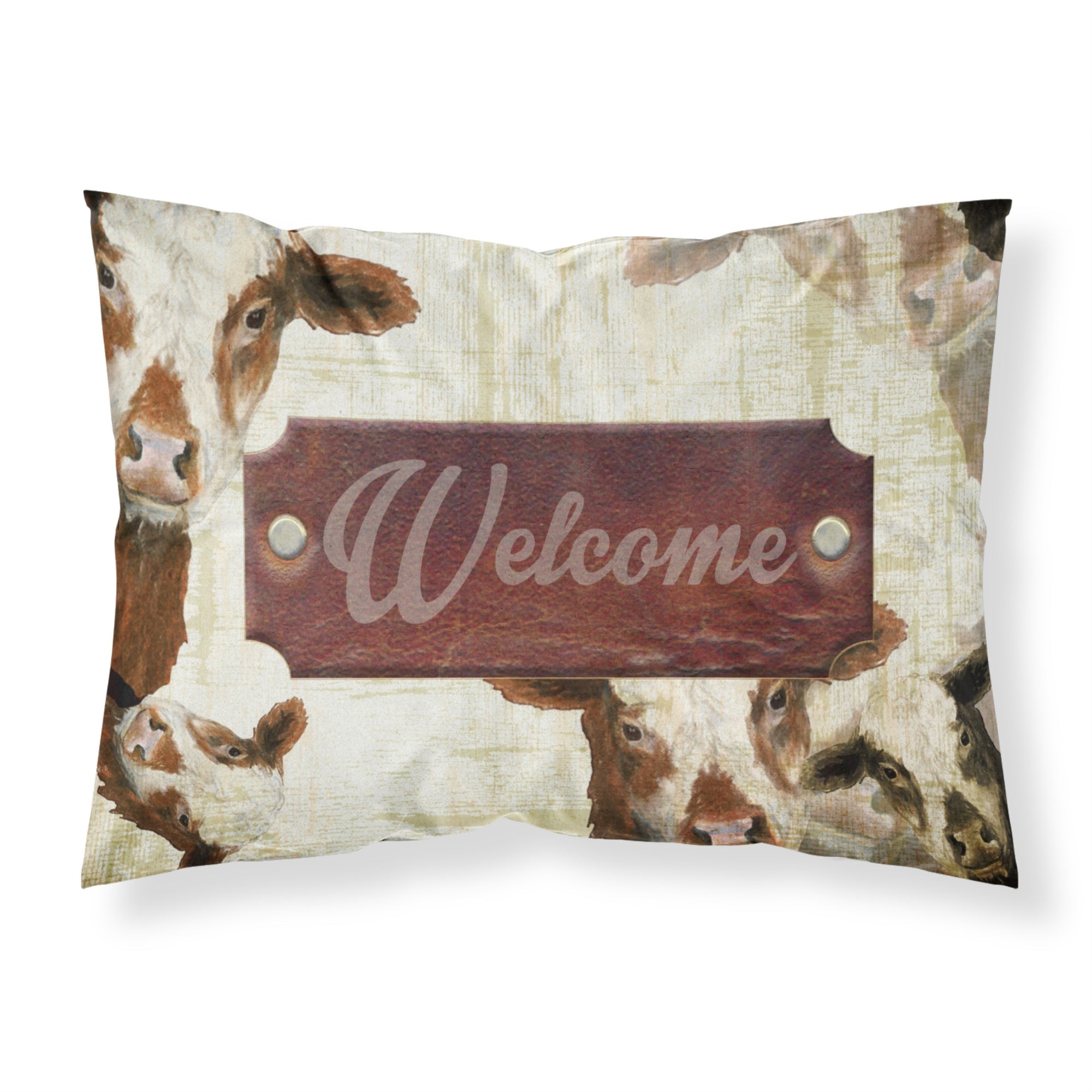 'Caroline'S Treasures Sb3065Pillowcase Welcome Cow Moisture Wicking Fabric Standard Pillowcase, Large, Multicolor'