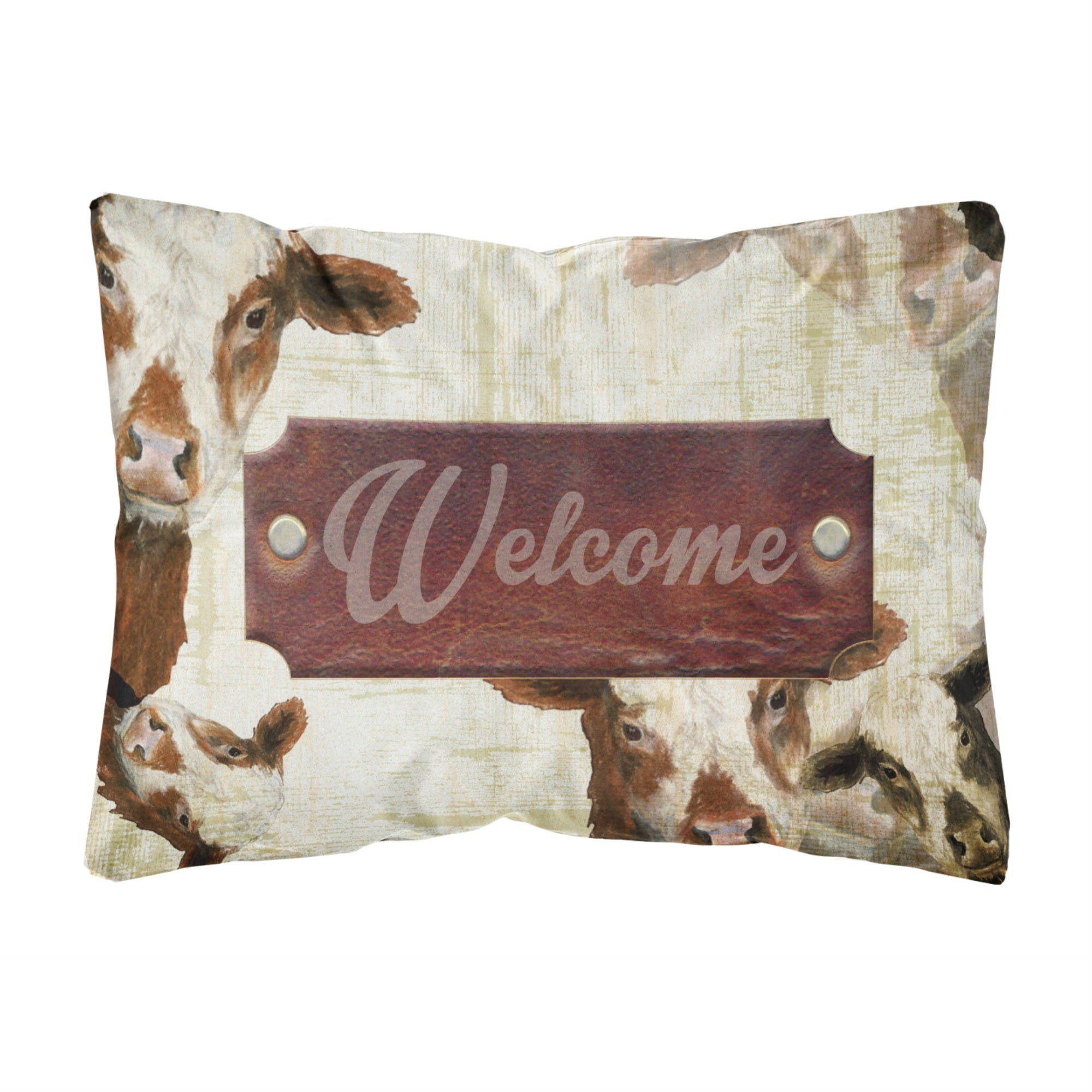 'Caroline'S Treasures Sb3065Pw1216 Welcome Cow Canvas Fabric Decorative Pillow, Large, Multicolor'
