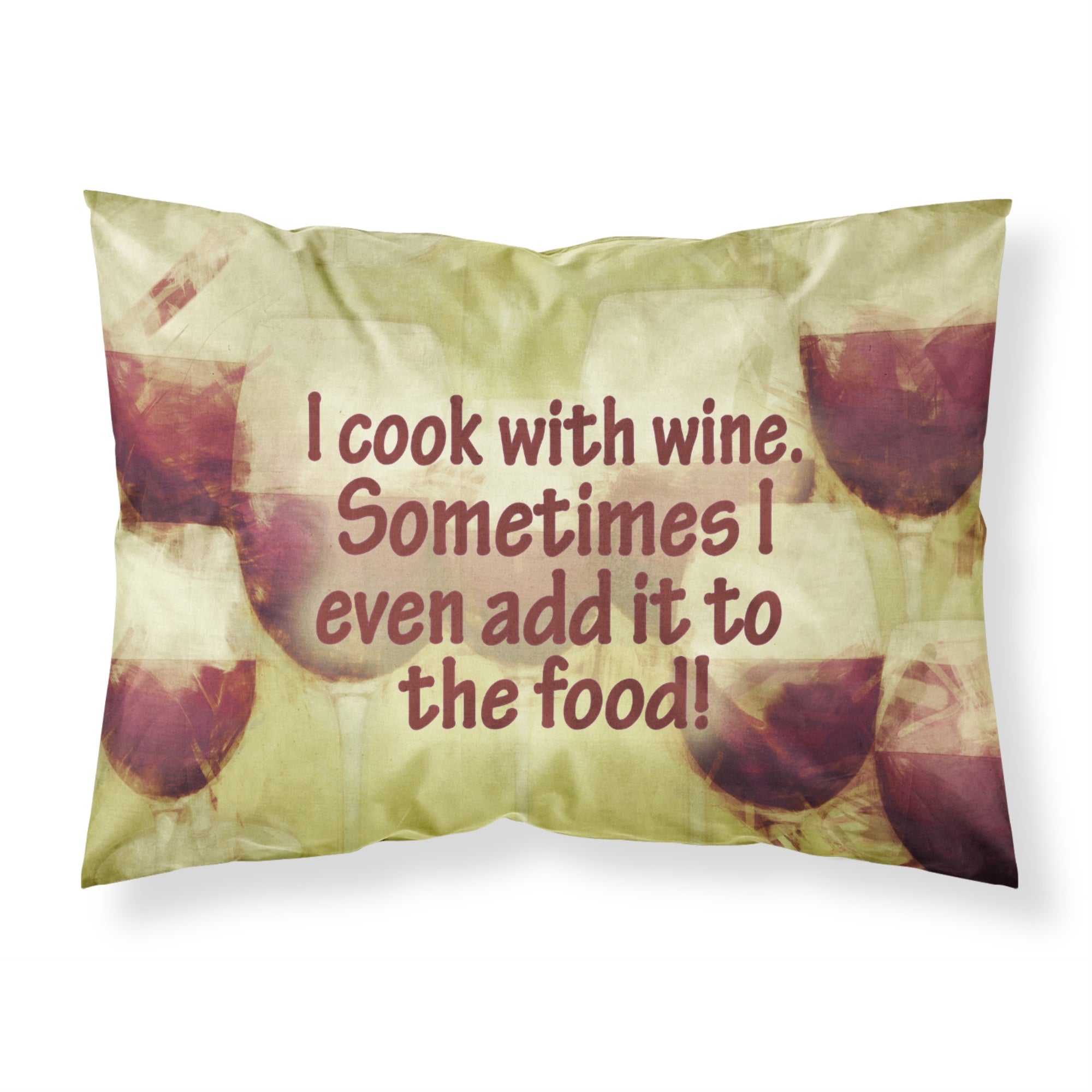 'Caroline'S Treasures Sb3069Pillowcase I Cook With Wine Moisture Wicking Fabric Standard Pillowcase, Large, Multicolor'