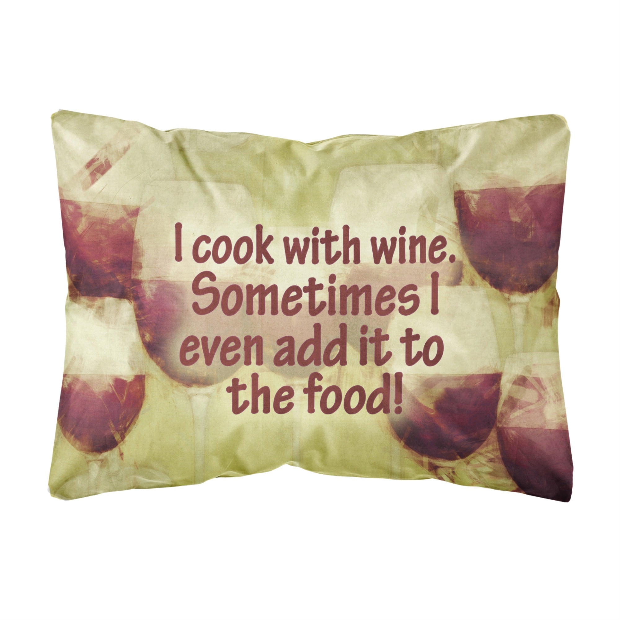 'Caroline'S Treasures Sb3069Pw1216 I Cook With Wine Canvas Fabric Decorative Pillow, Large, Multicolor'