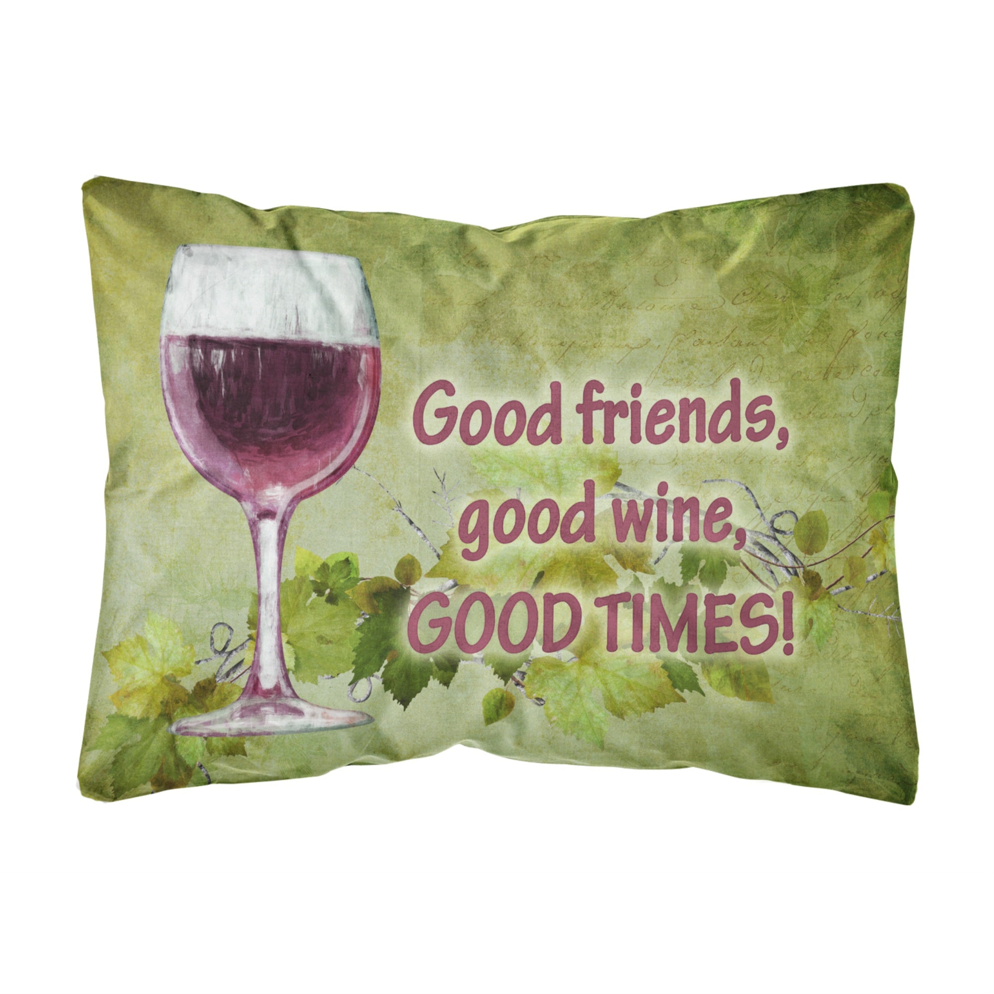 'Caroline'S Treasures Good Friends, Good Wine, Good Times Canvas Fabric Decorative Pillow, Large, Multicolor'