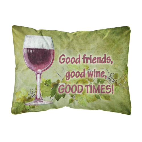 'Caroline'S Treasures Good Friends, Good Wine, Good Times Canvas Fabric Decorative Pillow, Large, Multicolor'